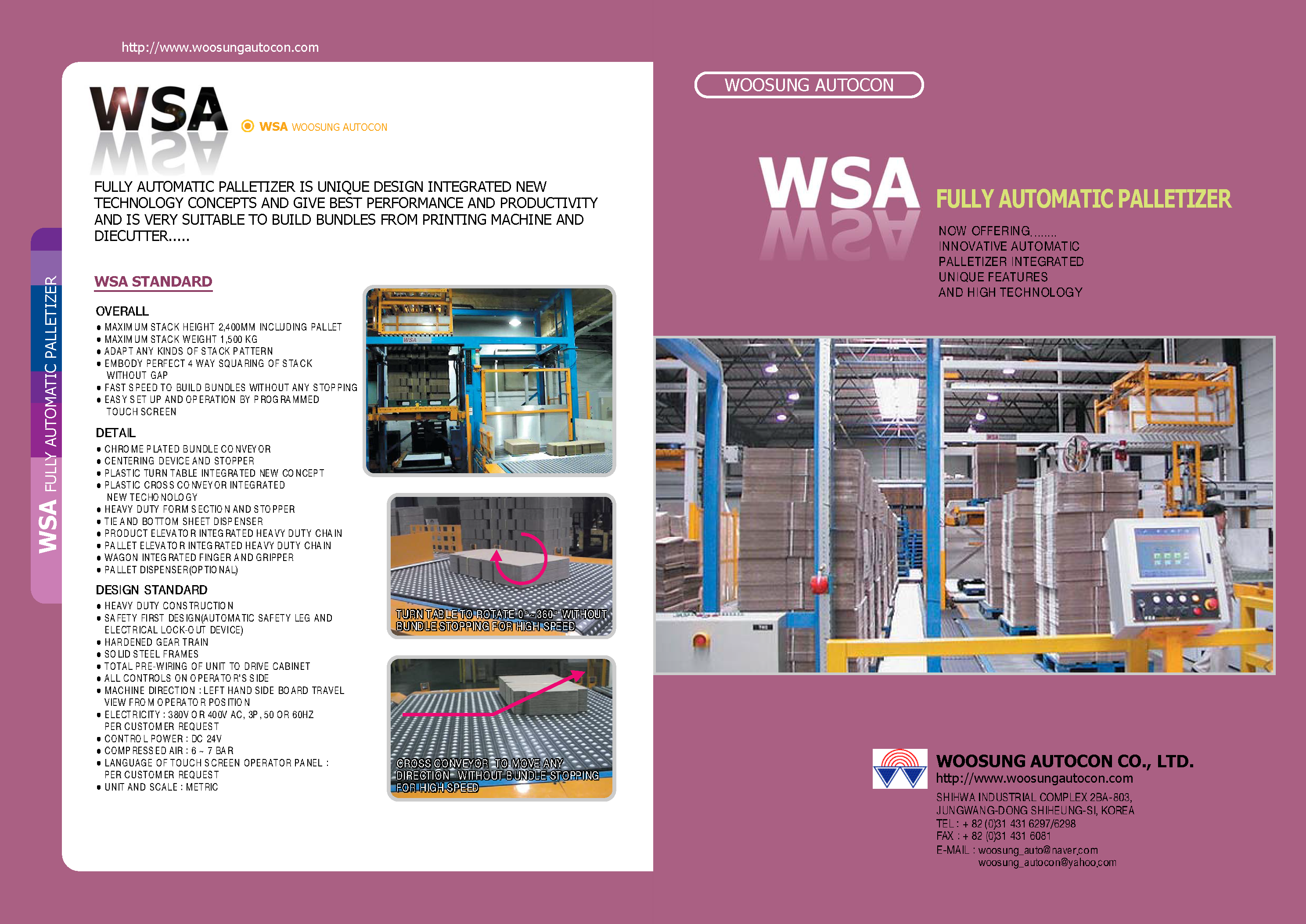 Obtendrá información ampliada sobre los Formadores de Paquetes y Paletizadores de WSA  en el folleto