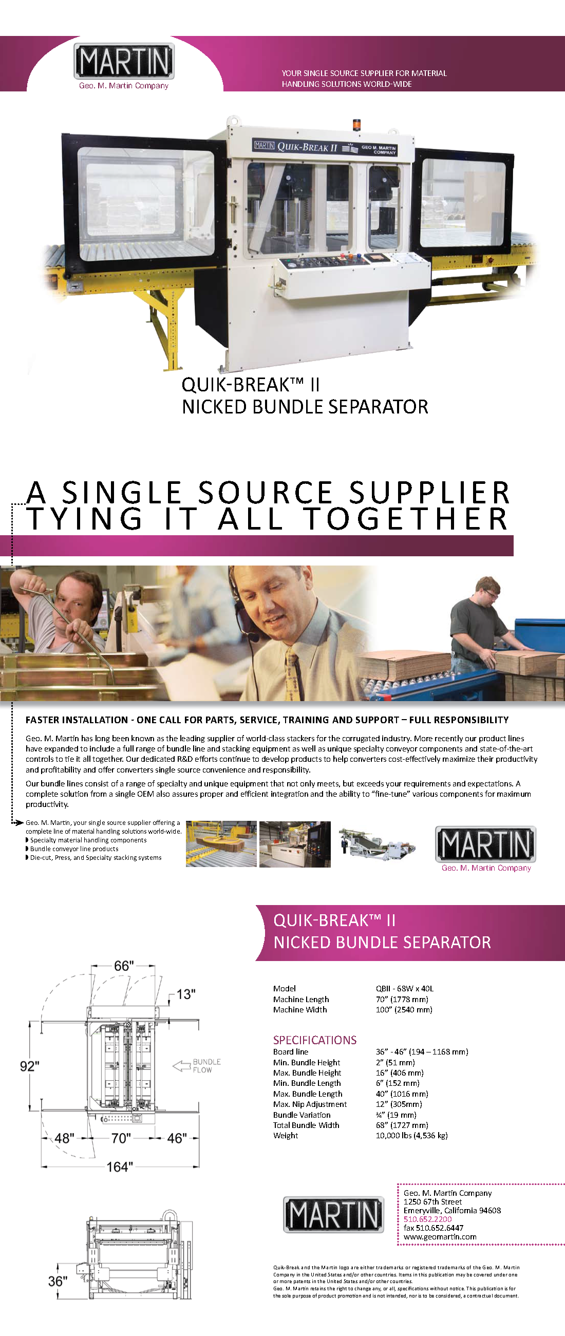 Learn more about the Quik-Break II Nicked Bundle Separator by viewing the Geo. M. Martin brochure.