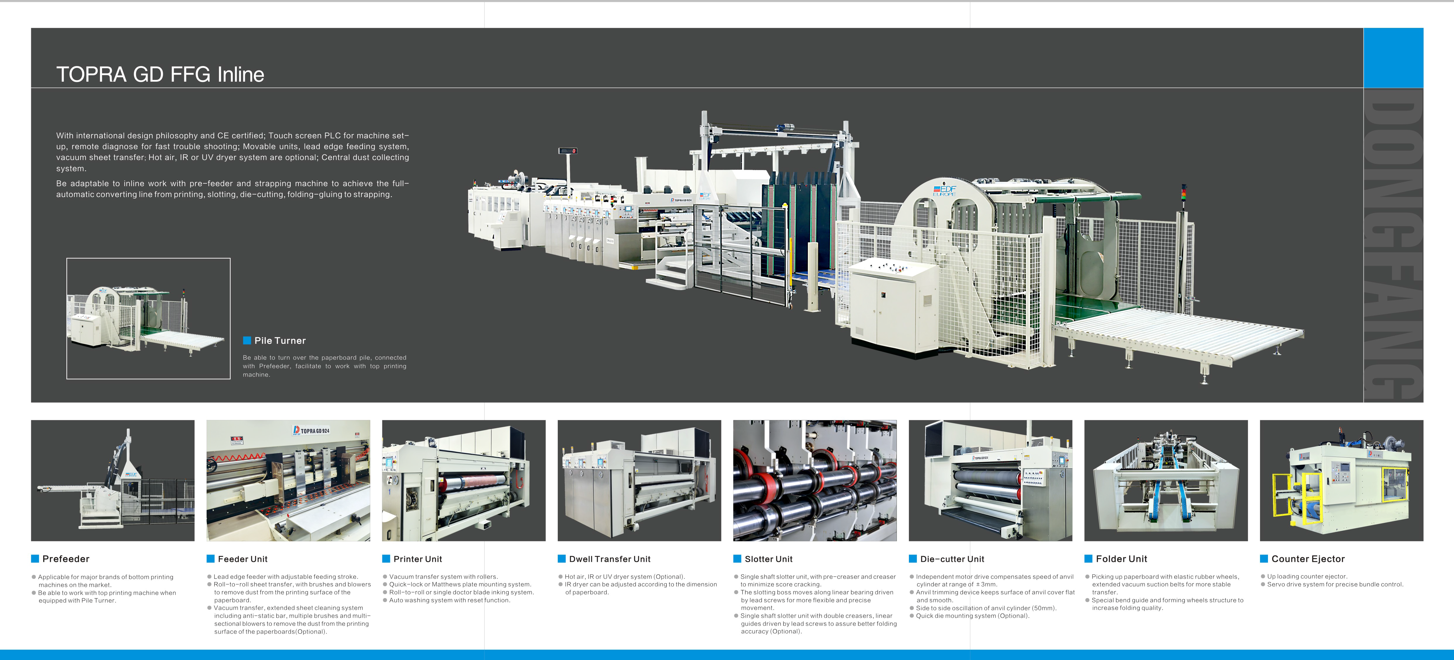 Obtendrá información ampliada sobre la Topra GD Flexo Plegadora Encoladora en el folleto de Dong Fang