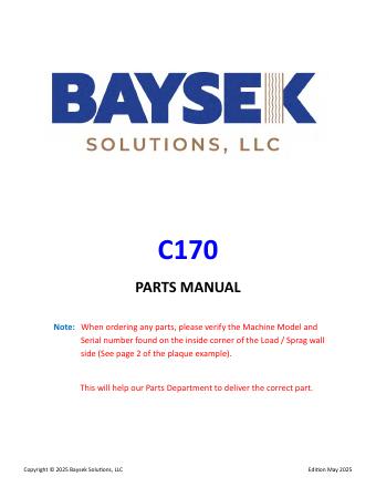 Baysek C170 — Parts Manual (218 pages) preview