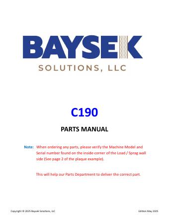 Baysek C190 — Parts Manual (222 pages) preview