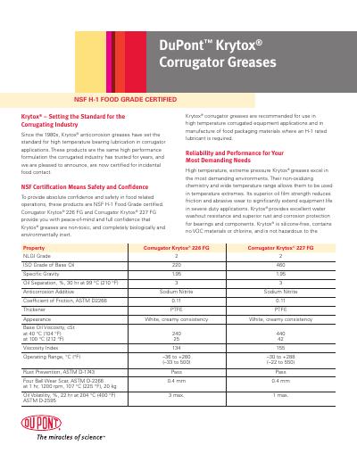 Krytox 226FG / 227FG Corrugator Greases — NSF H-1 Food Grade preview