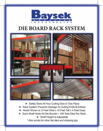 Baysek die board rack system flyer preview