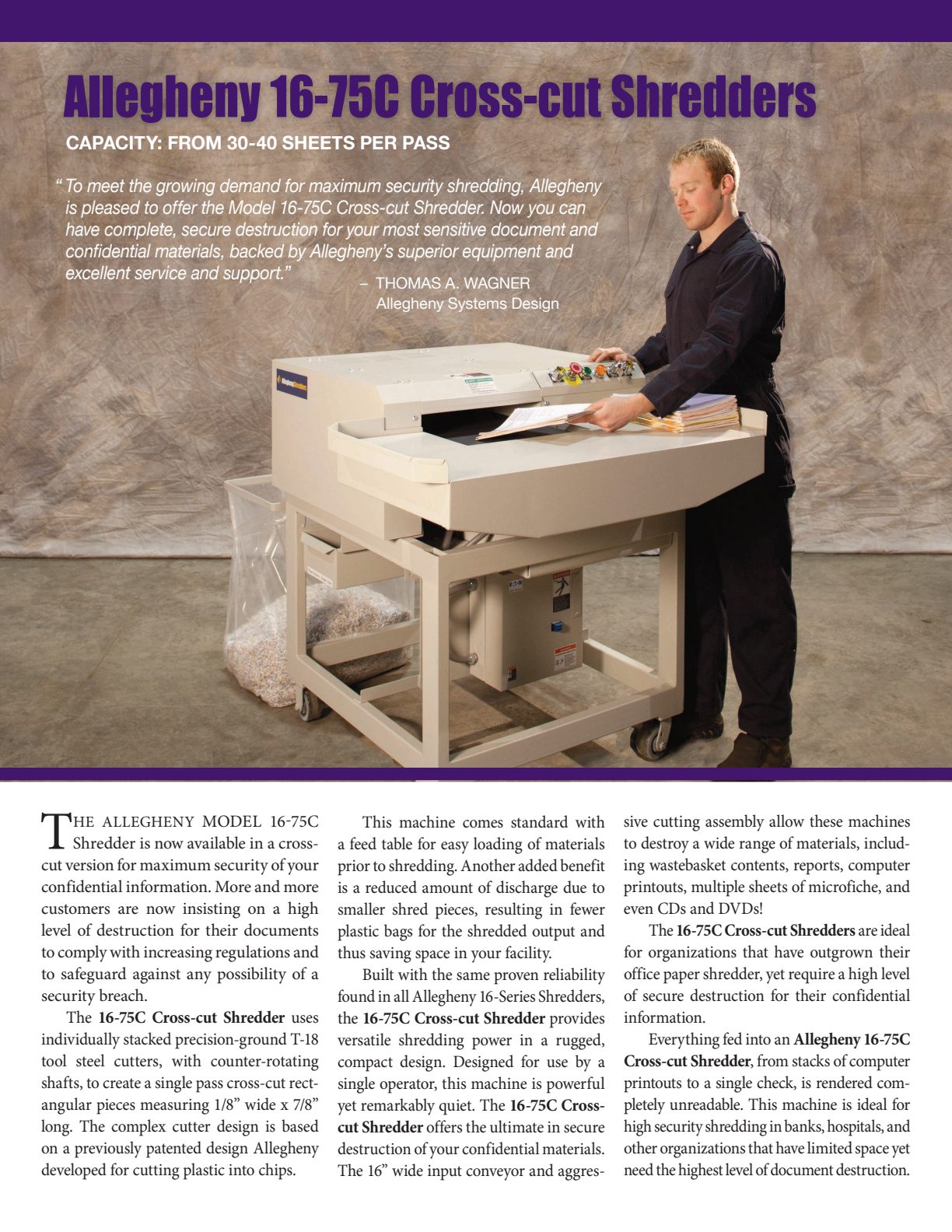16 75C Cross cut Shredder Brochure preview