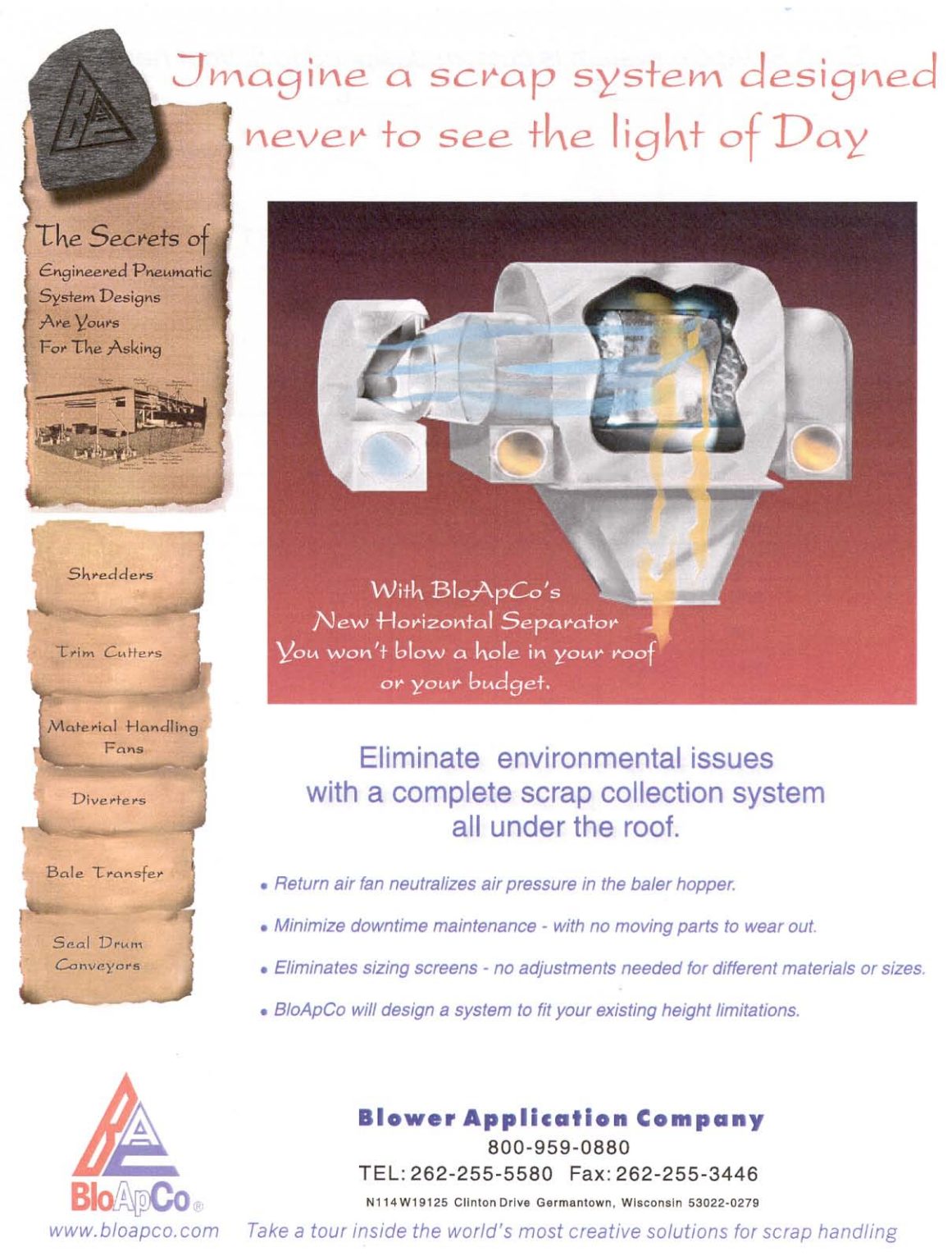 BloApCo Under Roof Horizontal Separator Brochure page 1 preview