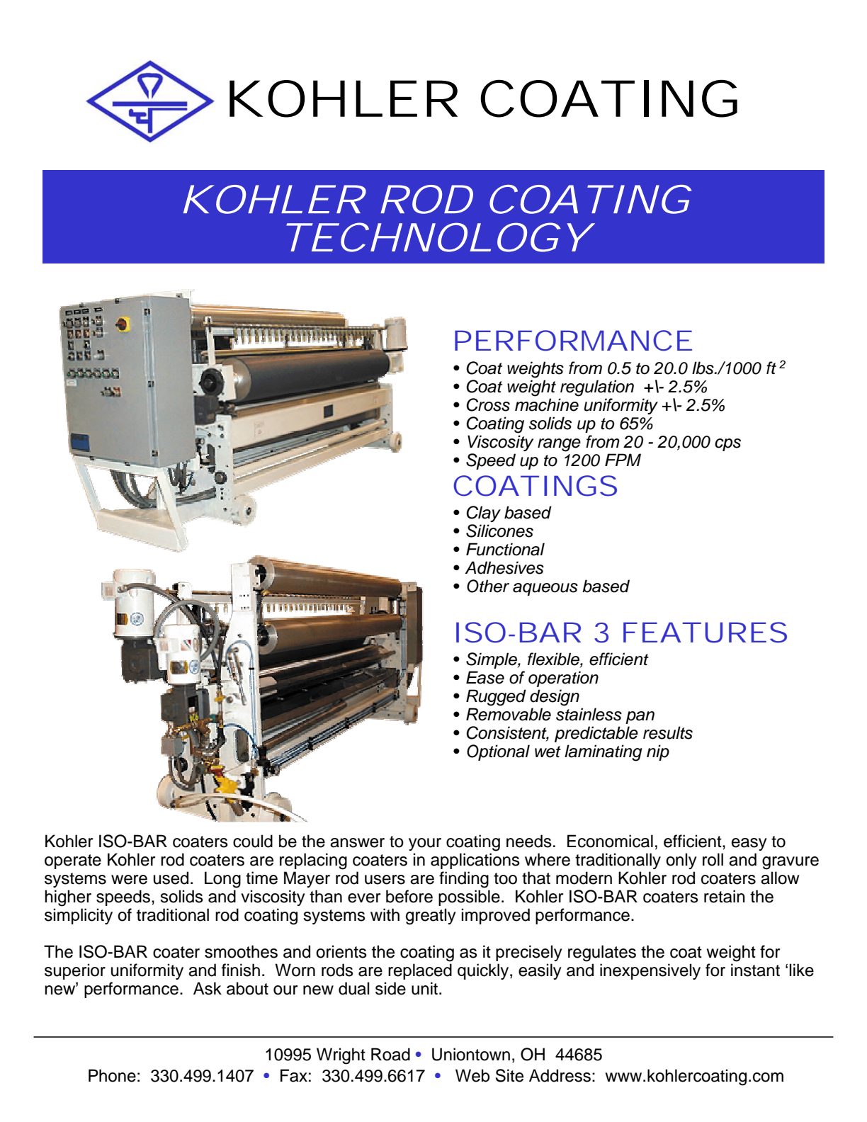 Kohler ISO Bar Rod Coater Rod Coating Technology Brochure preview