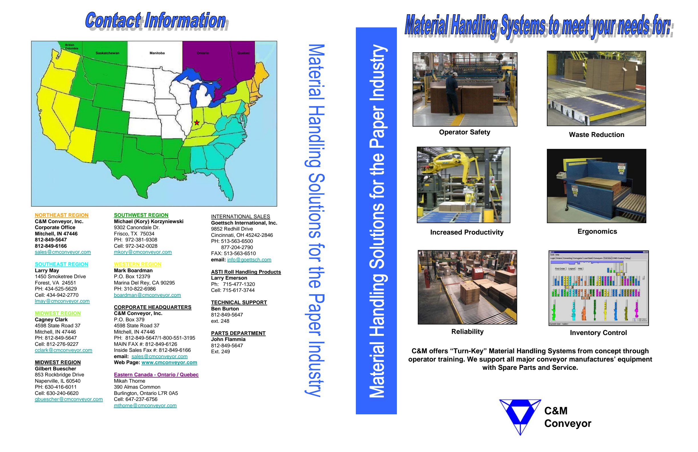 Material Handling Systems 4 Sided Brochure 6 pics w map preview