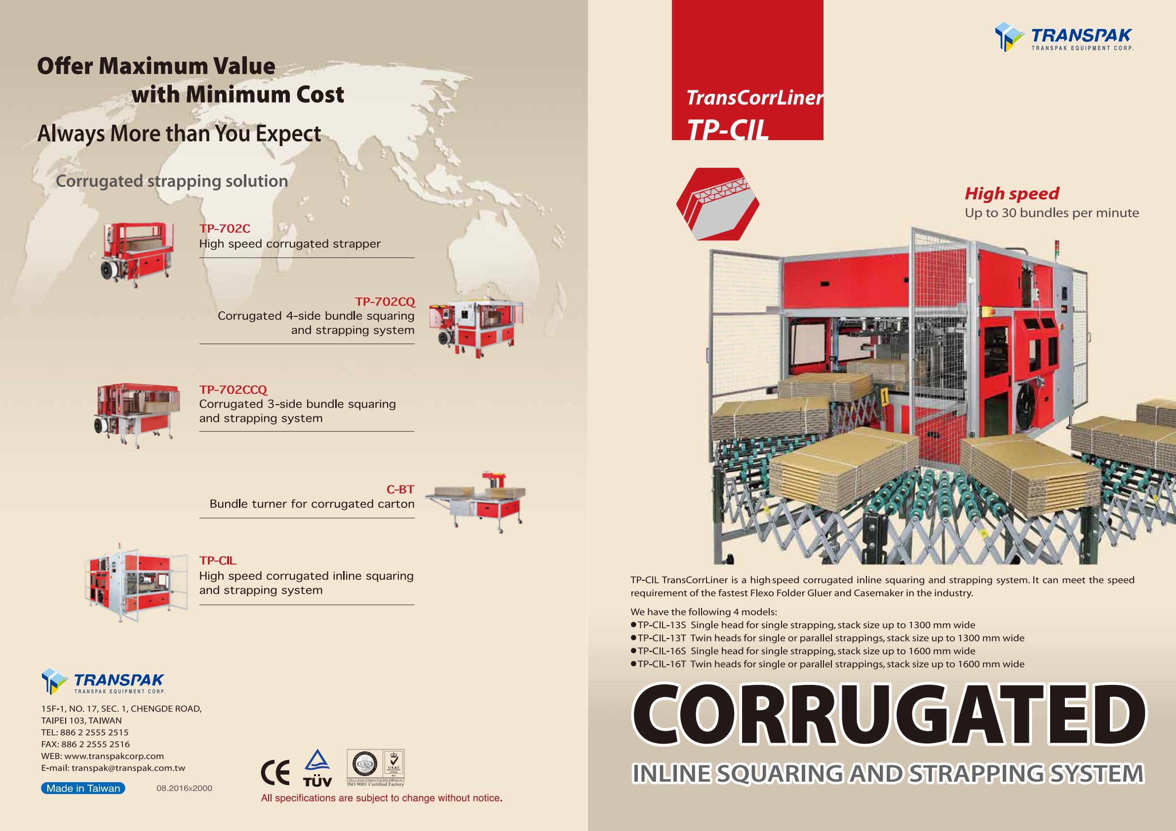TP CIL Corrugated Inline Squaring and Strapping System Brochure preview