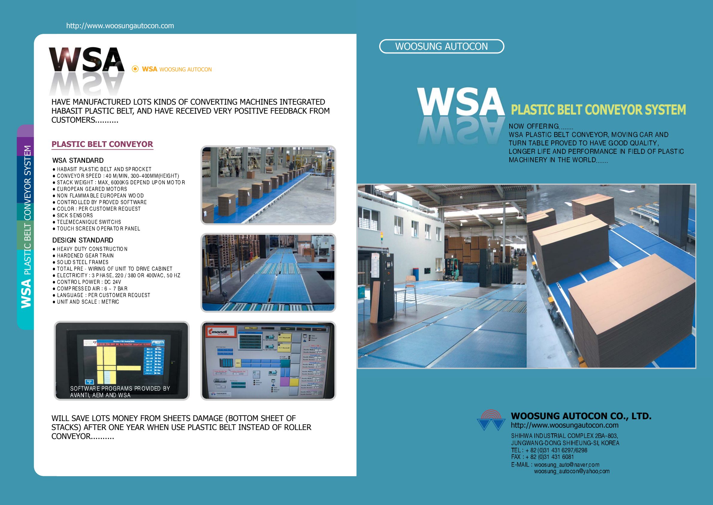 WSA Plastic belt conveyor system brochure preview