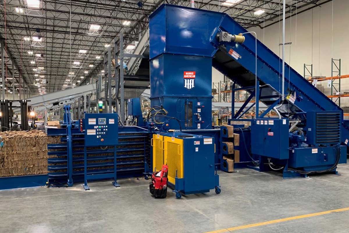 Harris American WS Series baler with infeed conveyor