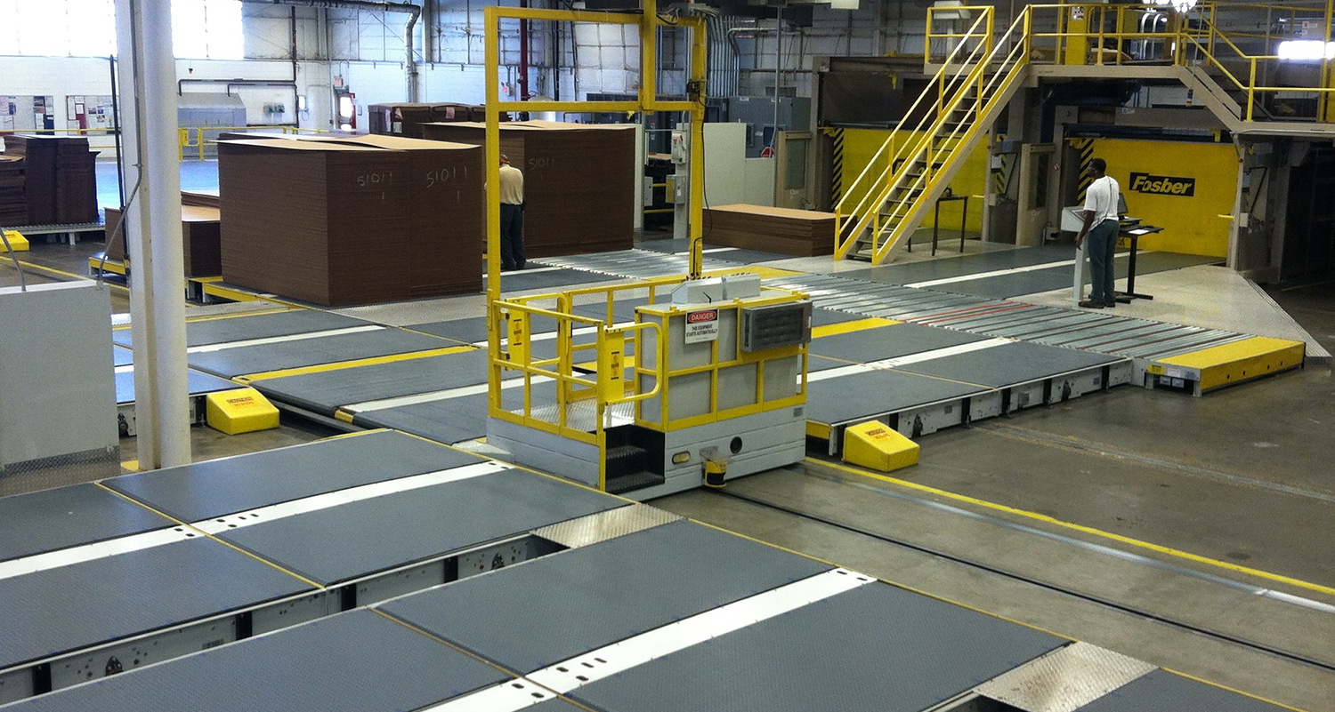 Shown: Mesh-Top Conveyor with Powered Transfer Car