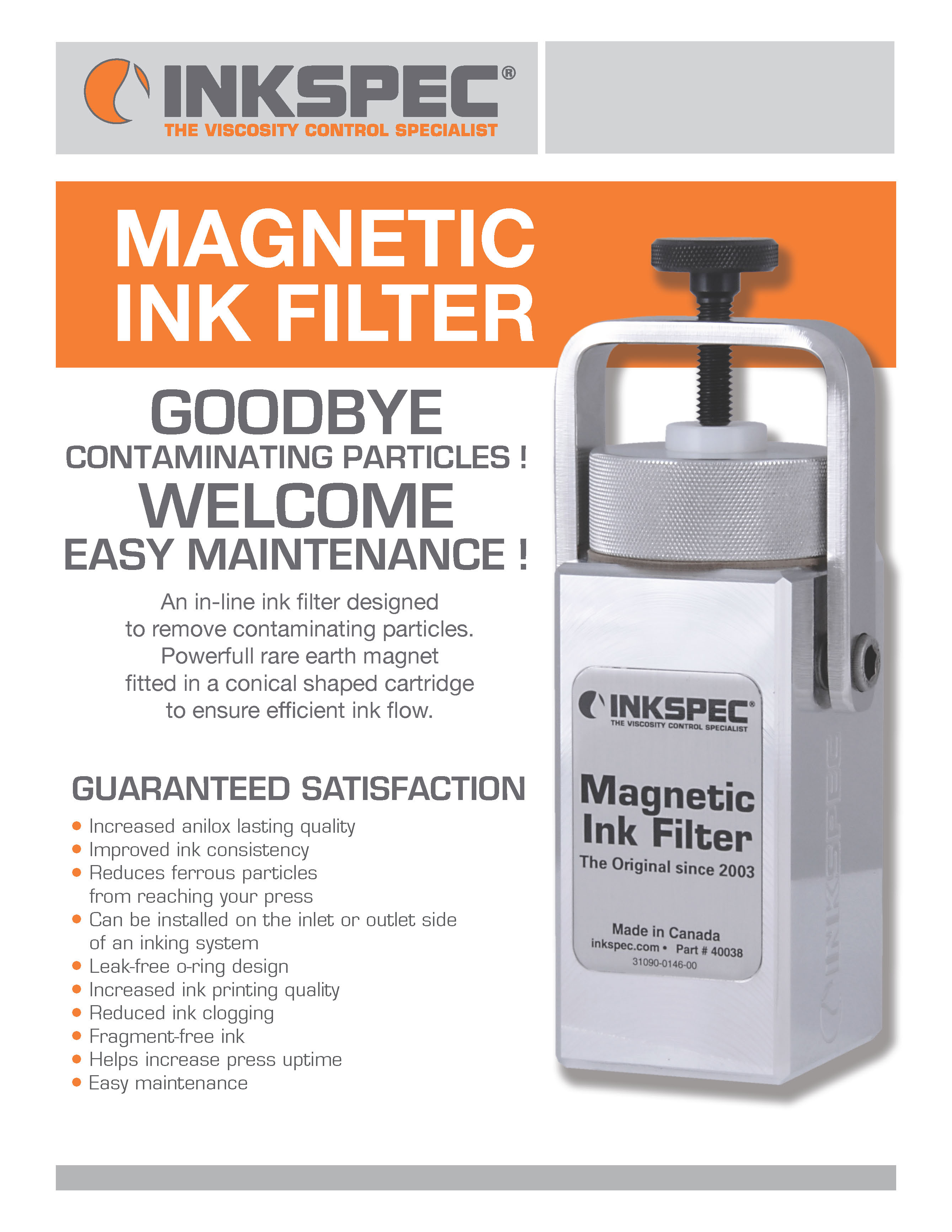 InkSpec Magnetic Ink Filter Brochure